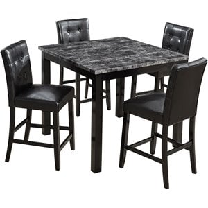 sutton square 5-piece counter height wood table set with faux marble top