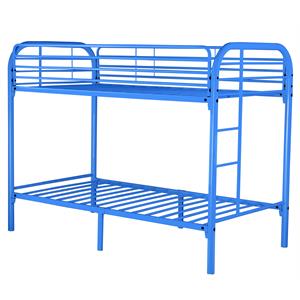 titanic furniture diego classic twin/twin metal bunk bed in blue