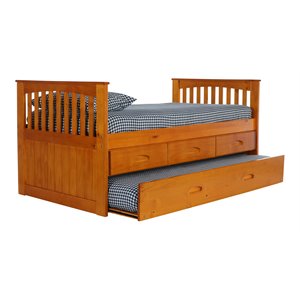 american furniture classics 3-drawer wood twin rake bed in honey oak