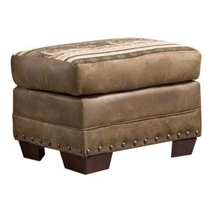American Furniture Classics 26.5&quot Microfiber Wild Horses Ottoman in Brown
