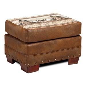American Furniture Classics 26.5&quot Microfiber Alpine Lodge Ottoman in Brown