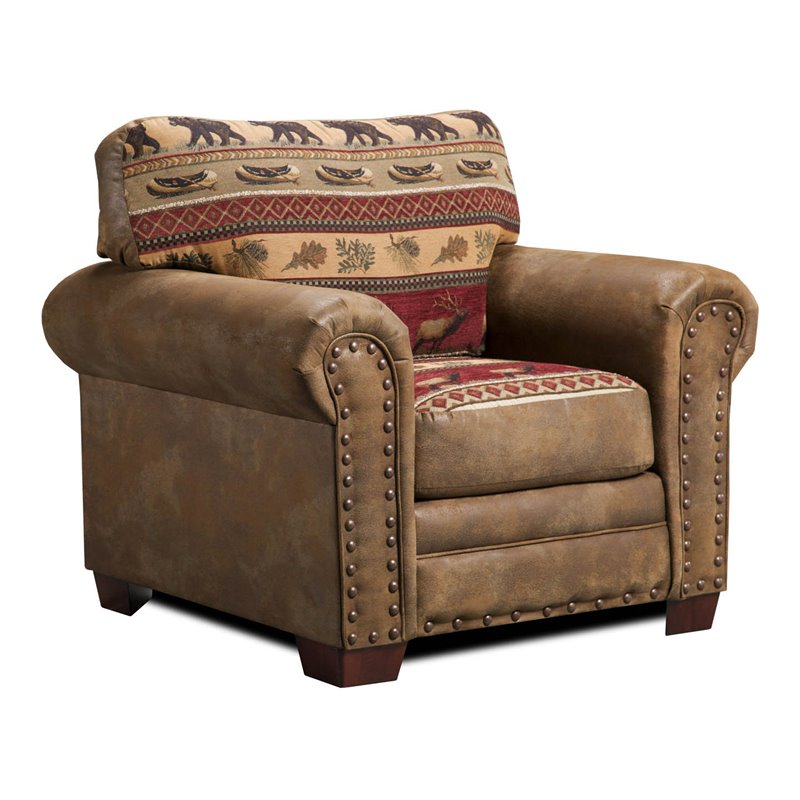 American Furniture Classics Microfiber Sierra Lodge Arm Chair in Brown