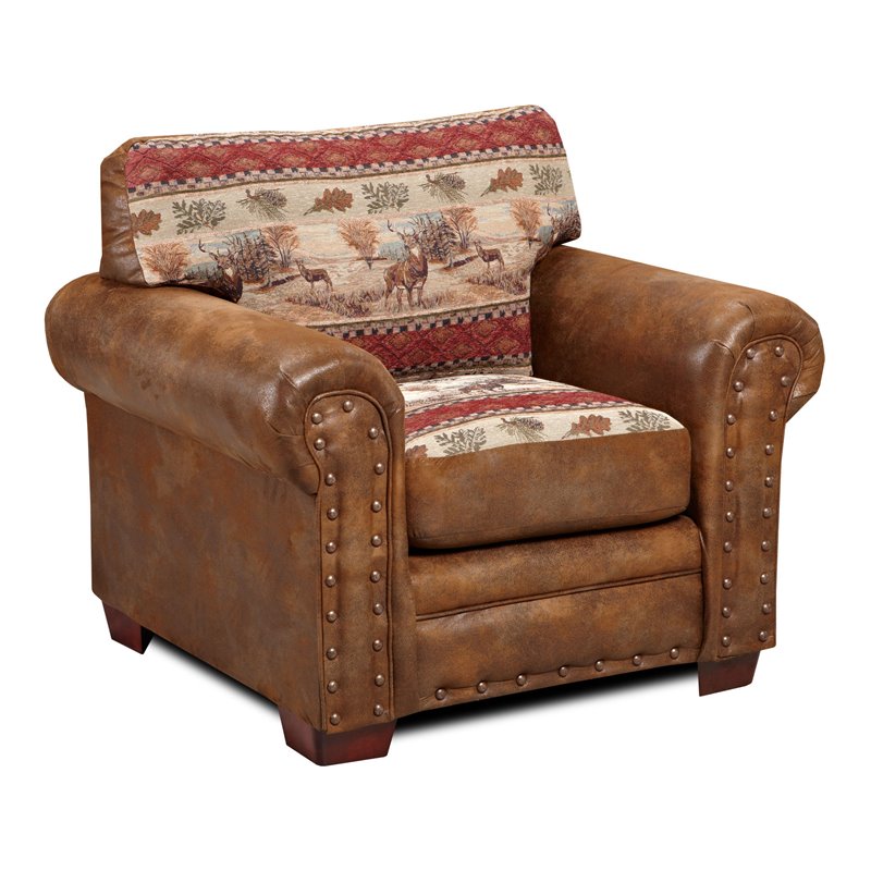 American Furniture Classics Microfiber Deer Valley Arm Chair in Brown