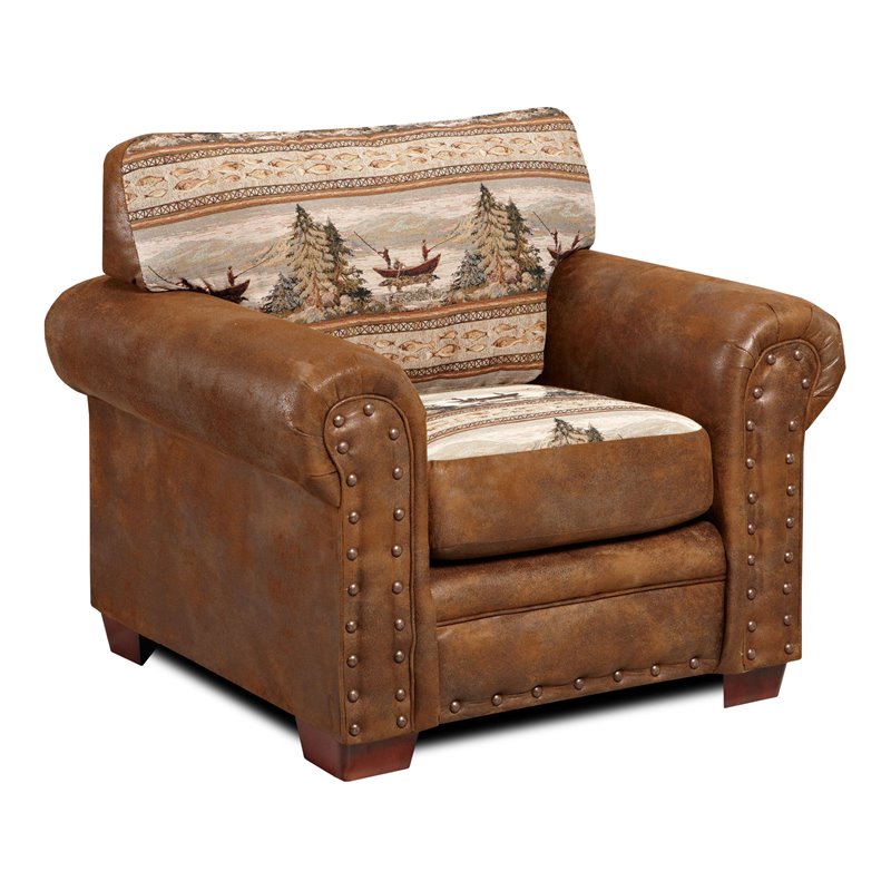 American Furniture Classics Microfiber Alpine Lodge Arm Chair in Brown