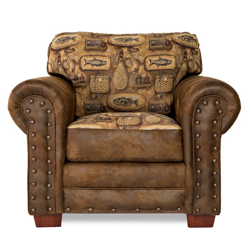 American Furniture Classics Microfiber River Bend Arm Chair in Brown