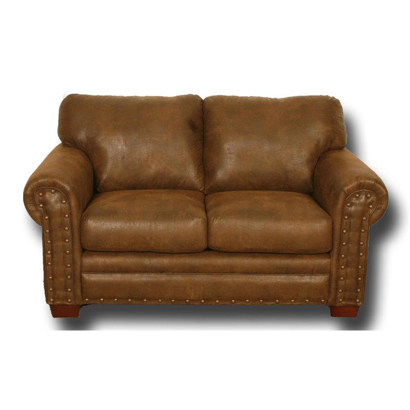 American Furniture Classics Microfiber Buckskin Loveseat in Brown