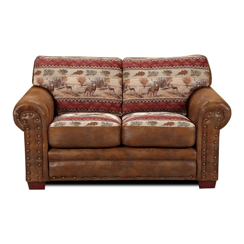 American Furniture Classics Microfiber Deer Valley Loveseat in Brown