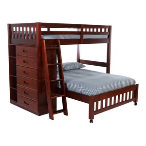 american furniture classics 6-drawer wood twin over full loft bed in rich merlot