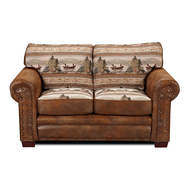 American Furniture Classics Microfiber Alpine Lodge Loveseat in Brown