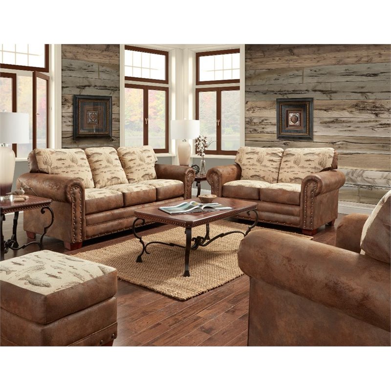 American Furniture Classics Microfiber Angler's Cove Loveseat in Brown