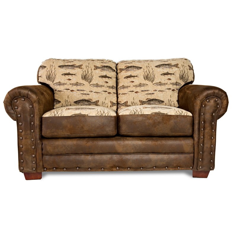 American Furniture Classics Microfiber Angler's Cove Loveseat in Brown