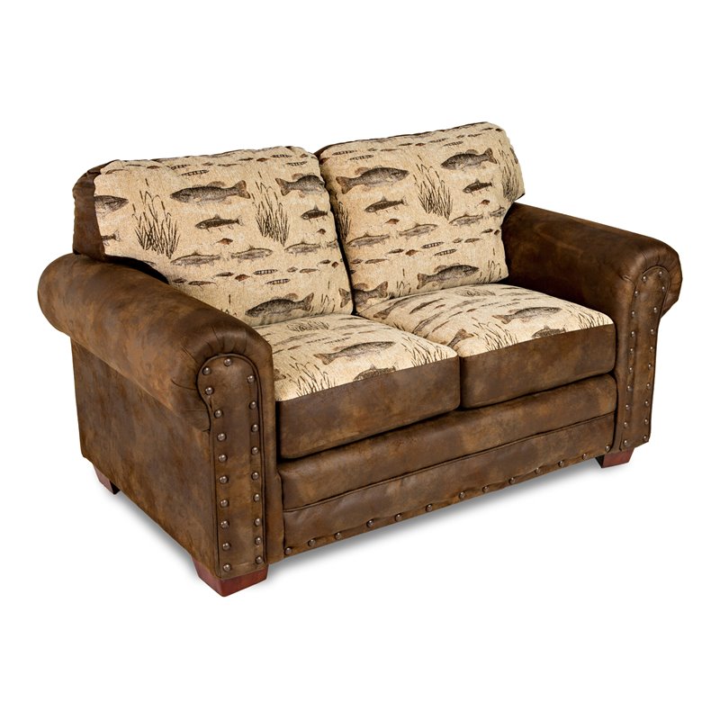 American Furniture Classics Microfiber Angler's Cove Loveseat in Brown