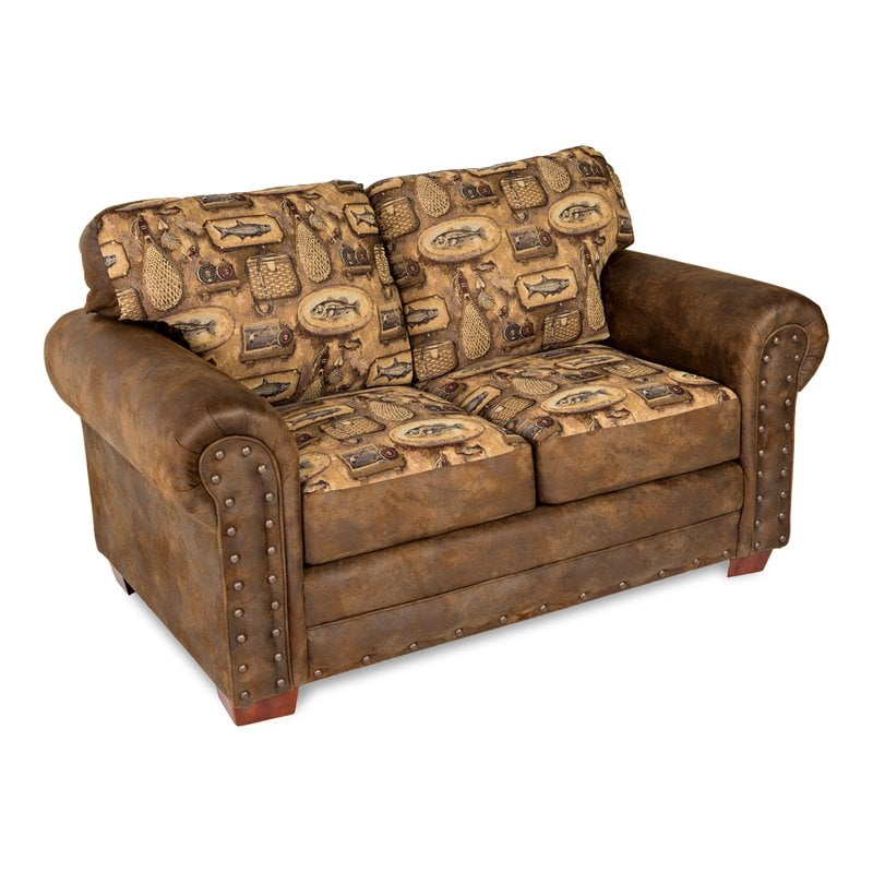 American Furniture Classics Microfiber River Bend Loveseat in Brown