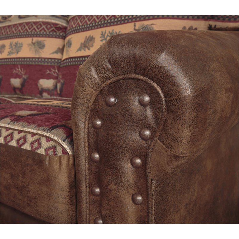 American Furniture Classics Traditional Microfiber Sierra Lodge Sofa in Brown