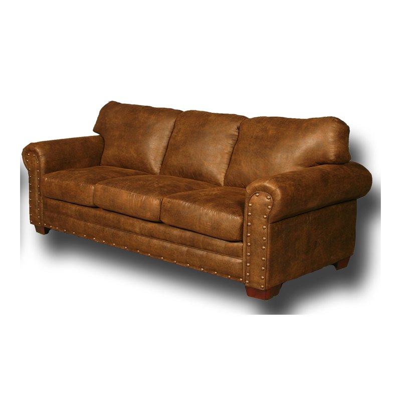 American Furniture Classics Traditional Microfiber Buckskin Sofa in Brown