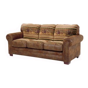 american furniture classics traditional microfiber wild horses sofa in brown