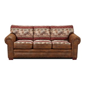 American Furniture Classics Traditional Microfiber Deer Valley Sofa in Brown