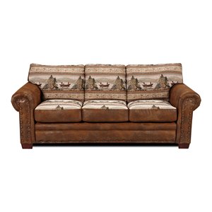 american furniture classics traditional microfiber alpine lodge sofa in brown