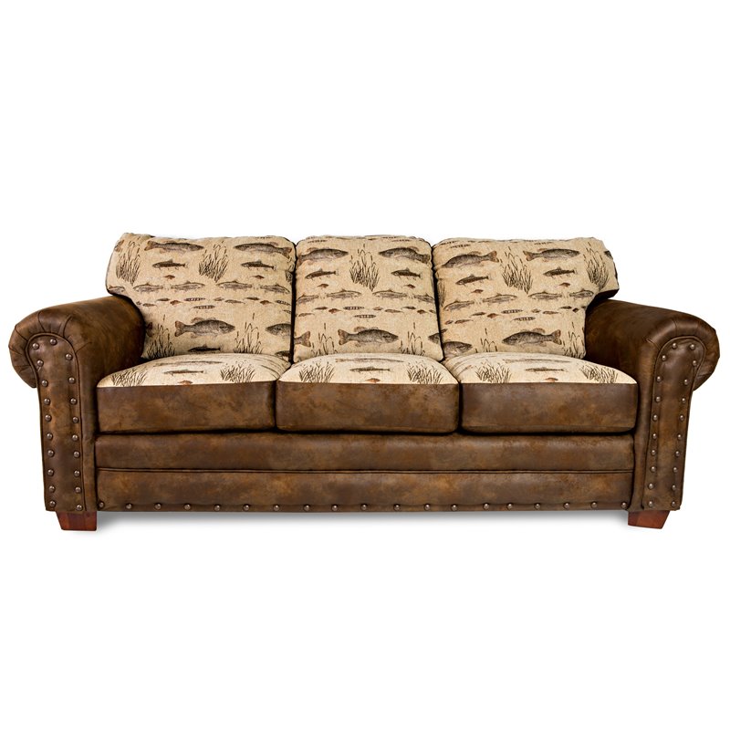 American Furniture Classics Traditional Microfiber Angler's Cove Sofa in Brown