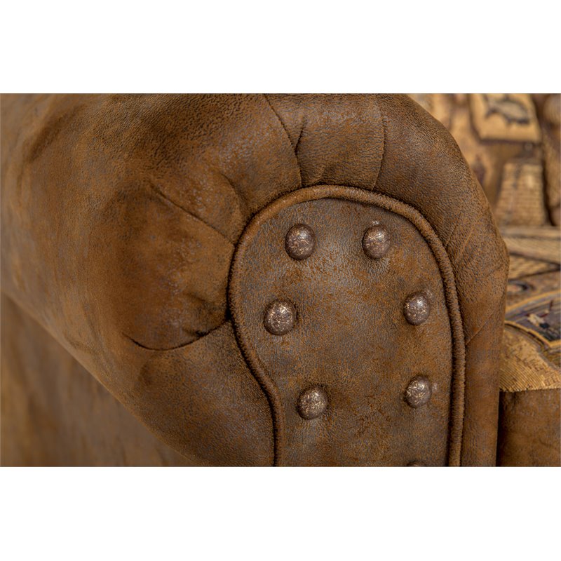 American Furniture Classics Traditional Microfiber River Bend Sofa in Brown