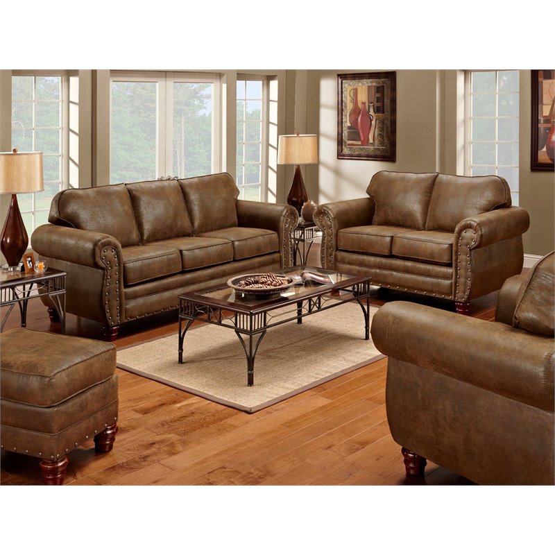 American Furniture Classics Traditional Microfiber Sedona Sofa in Brown