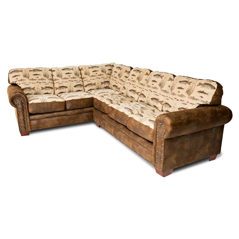 American Furniture Classics 2-piece Microfiber Angler's Cove Sectional in Brown