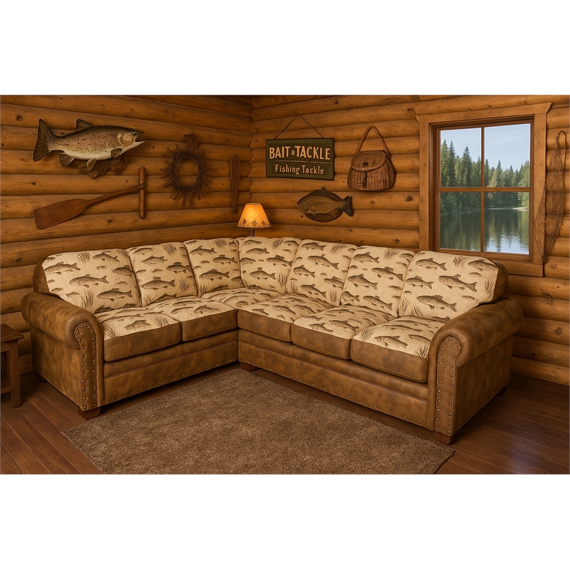 American Furniture Classics 2-piece Microfiber Angler's Cove Sectional in Brown