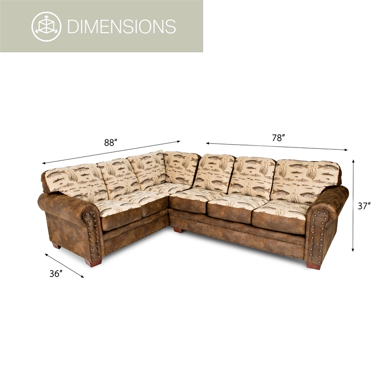 American Furniture Classics 2-piece Microfiber Angler's Cove Sectional in Brown