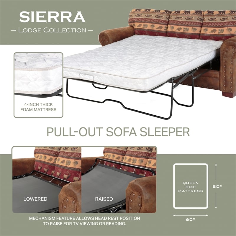 American Furniture Classics Sierra Lodge 4-piece Sleeper Sofa Set in Brown