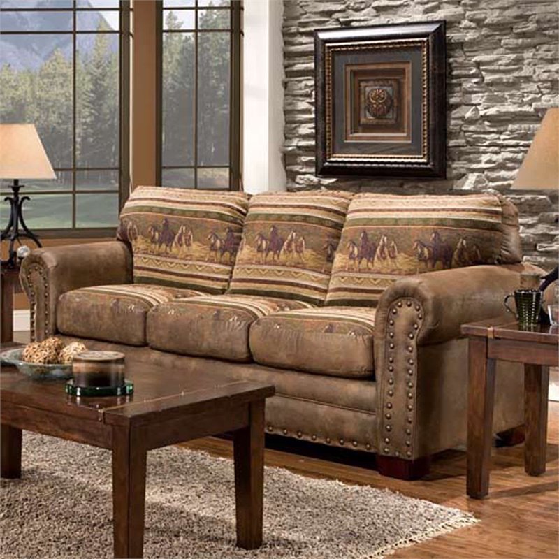 American Furniture Classics Wild Horses 4-piece Microfiber Sofa Set in Brown