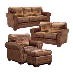 american furniture classics wild horses 4-piece microfiber sofa set in brown