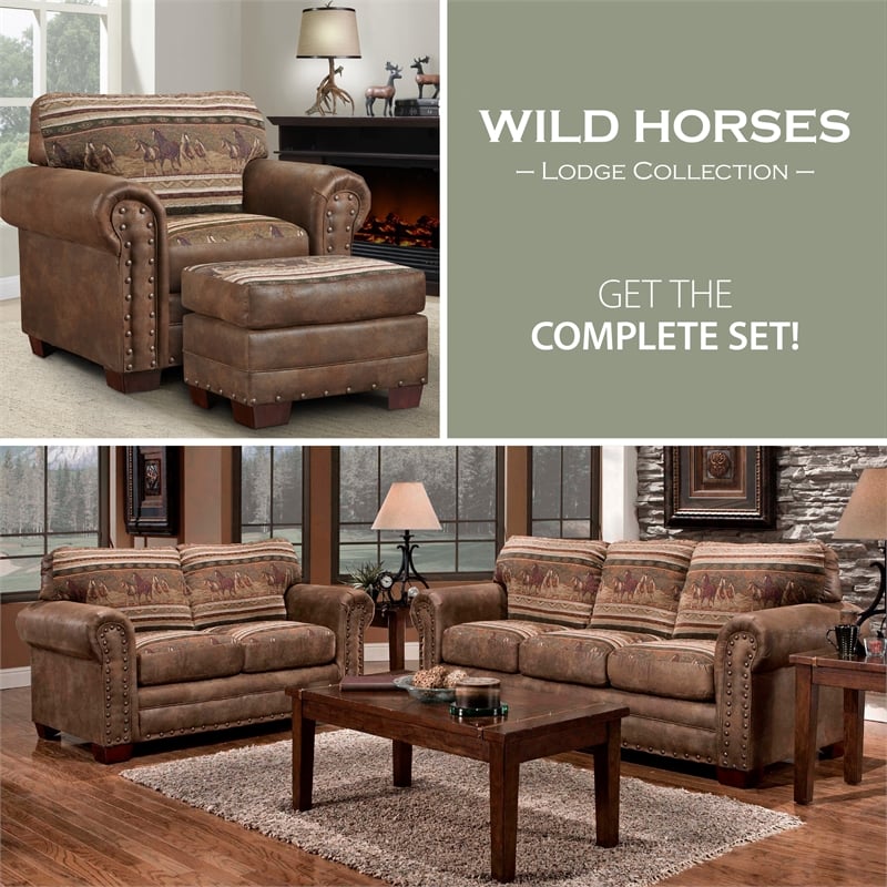 American Furniture Classics Wild Horses 4-piece Sleeper Sofa Set in Brown