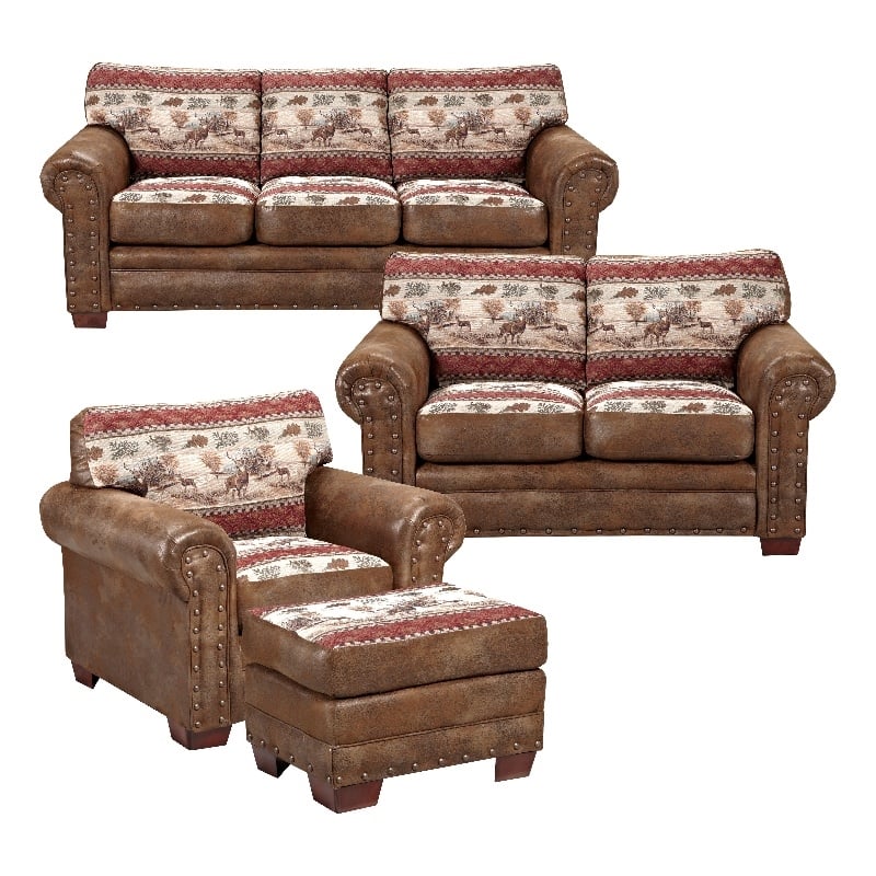 American Furniture Classics Deer Valley 4-piece Sleeper Sofa Set in Brown