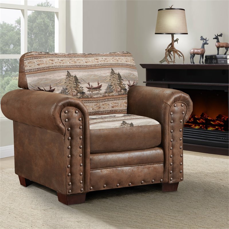 American Furniture Classics Alpine Lodge 4-piece Microfiber Sofa Set in Brown