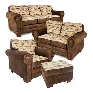american furniture classics angler's cove 4-piece microfiber sofa set in brown