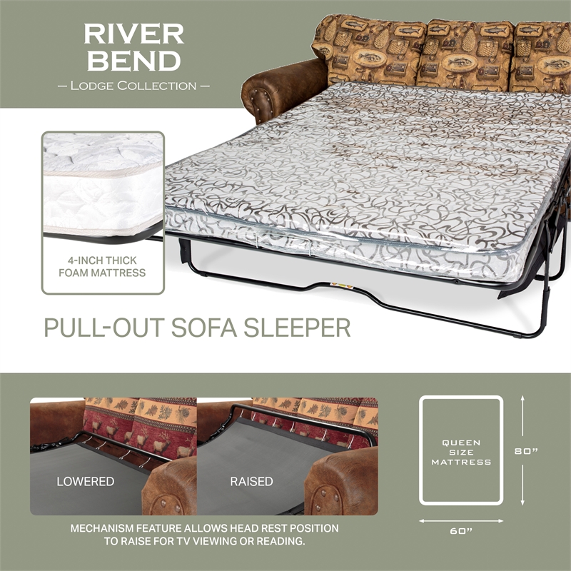 American Furniture Classics River Bend 4-piece Sleeper Sofa Set in Brown