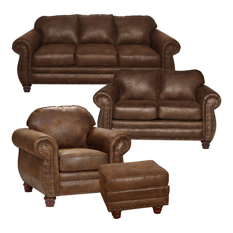 American Furniture Classics Sedona 4-piece Microfiber Sofa Set in Brown