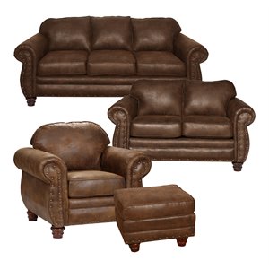american furniture classics sedona 4-piece microfiber sofa set in brown