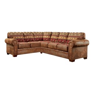 american furniture classics sierra lodge 2-piece microfiber sectional in brown