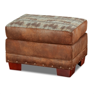 american furniture classics 8500-90 deer teal/brown tapestry lodge ottoman