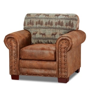 american furniture classics 8501-90 deer teal/brown tapestry lodge arm chair