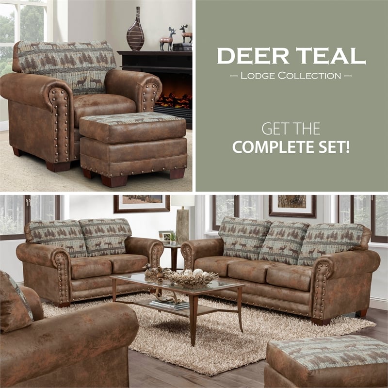 American Furniture Classics 8500-90S Deer Teal Lodge 4-Piece Set with Sleeper