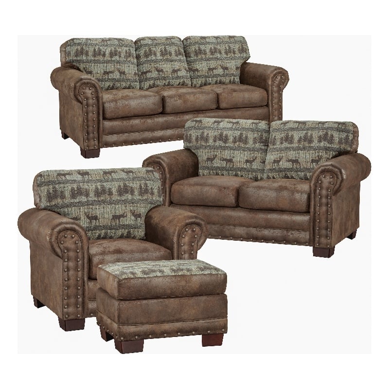American Furniture Classics 8500-90S Deer Teal Lodge 4-Piece Set with Sleeper