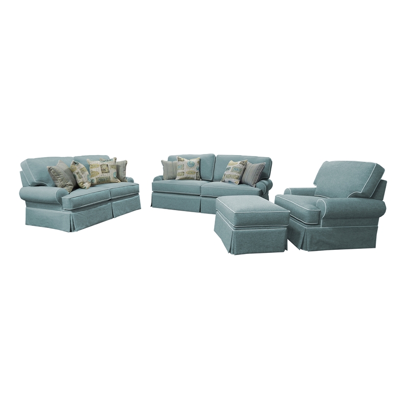 American Furniture Classics 8-080-S275A Coastal Aqua Series Upholstered Ottoman