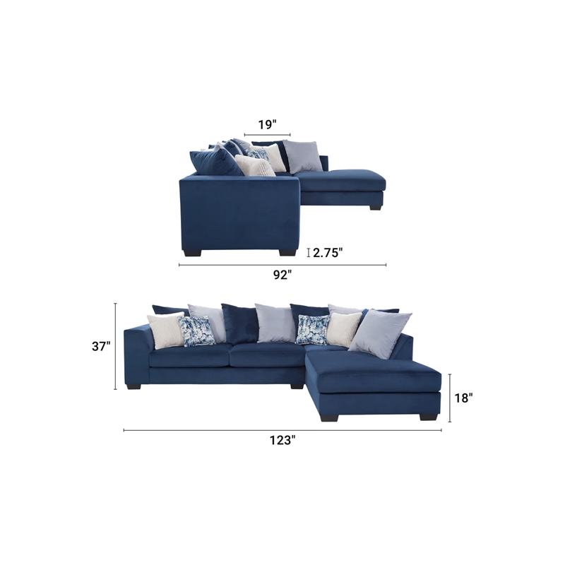 American Furniture Classics 8-A317V8-K Casual Comfort Sectional Sofa in Blue