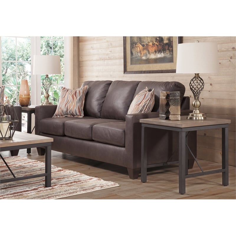 American Furniture Classics 8-010-A7V2 Square Arm Sofa in Pinto Brown