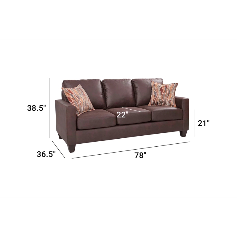 American Furniture Classics 8-010-A7V2 Square Arm Sofa in Pinto Brown