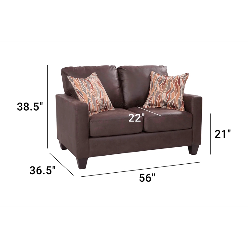American Furniture Classics 8-020-A7V2 Square Arm Loveseat in Pinto Brown