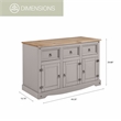 OS Home and Office Furniture Cottage Series Wood Buffet Sideboard in Corona Gray