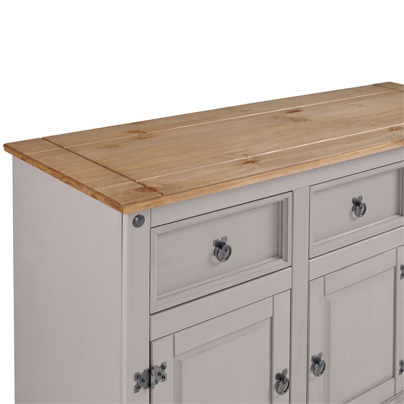 OS Home and Office Furniture Cottage Series Wood Buffet Sideboard in Corona Gray